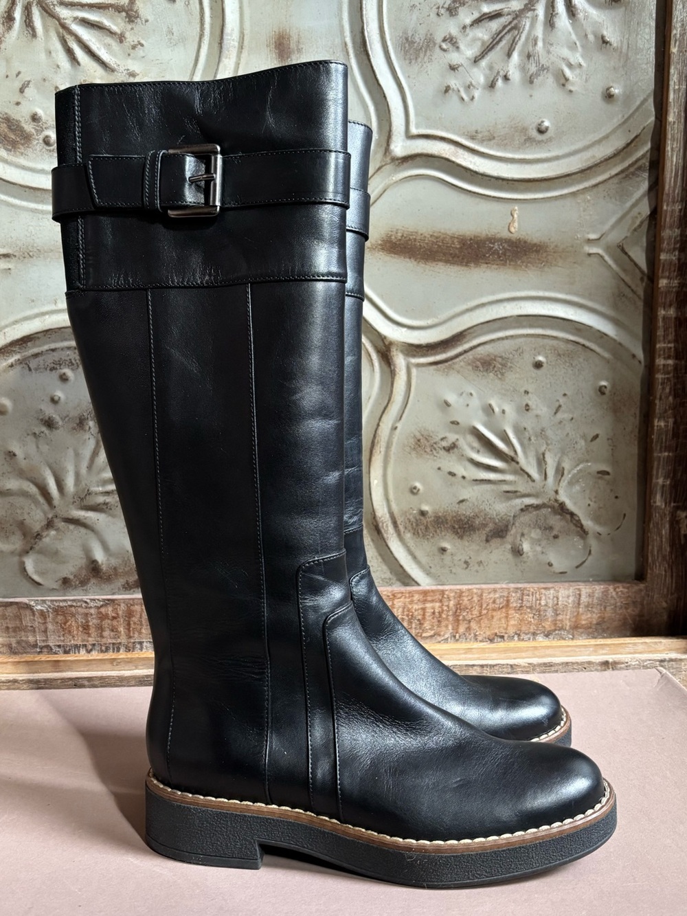 Geox black leather riding boots, Euro Sz. 38/US 7.5